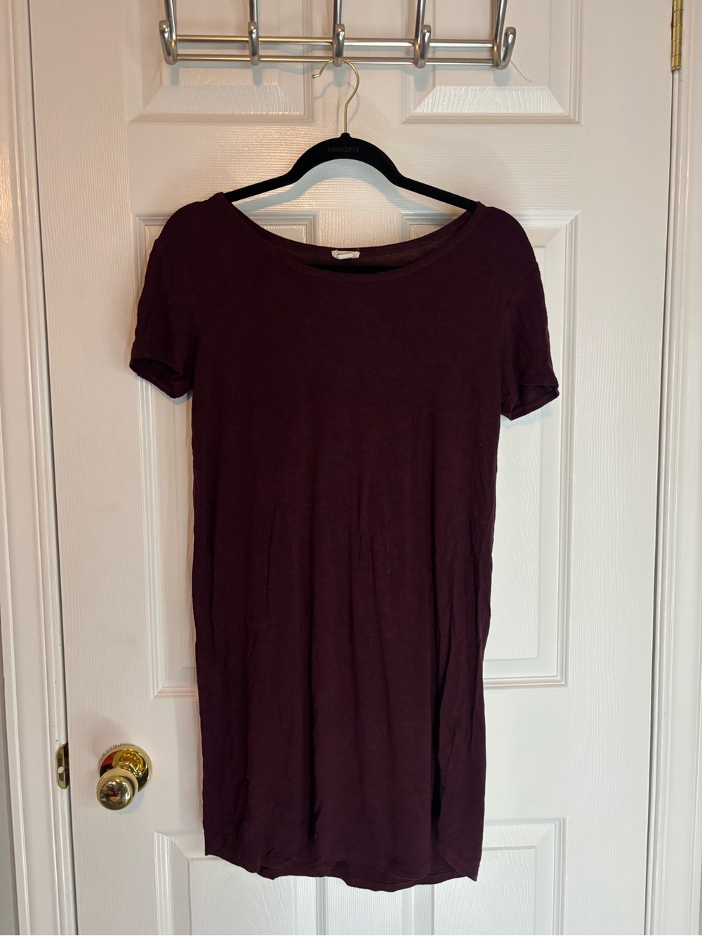 Ardene Short Sleeve Scoop Neck Tunic Top - Burgundy